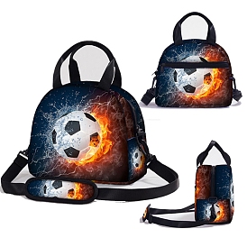 Oxford Soccer Ball Insulated Lunch Bag, Leakproof Tote Lunch Box with Removable Shoulder Straps