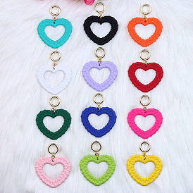 Candy-colored Acrylic Earrings - Fashionable, Sweet, Heart-shaped Hollow Weave Pattern Ear Drops.