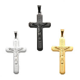 304 из нержавеющей стали большие кулоны, подвеска в виде креста-распятия, с 201 держателями для ледоруба из нержавеющей стали, ионное покрытие (ip)