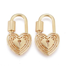 Encantos de bloqueo de mosquetón de tornillo de latón, para hacer collares, larga duración plateado, cerradura del corazón