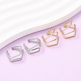 304 серьги-каффы из нержавеющей стали в форме тройного пентагона, ионное покрытие (ip)