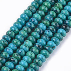Perles synthétiques chrysocolla brins, teint, rondelle