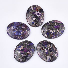 Синтетическая золотая линия регалит / имперская яшма / подвески из яшмы с морскими осадками, окрашенные, овальные