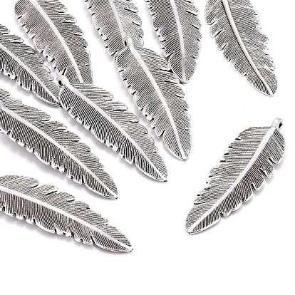 Tibetan Style Pendants, Cadmium Free & Lead Free, Feather