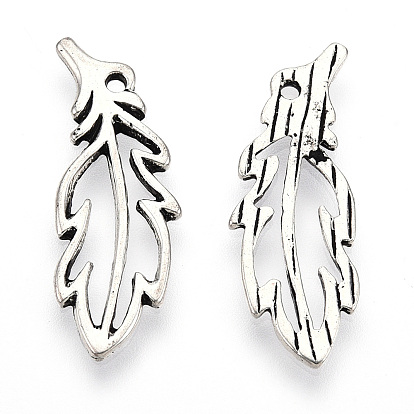 Tibetan Style Alloy Pendants, Cadmium Free & Lead Free, Hollow, Leaf Charms