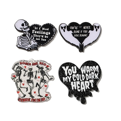 Acrylic Pendants, Valentine's Day Ghost Skeleton