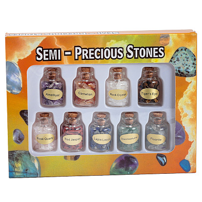 Natural crystal gravel glass wishing bottle set box with nine bottles of mixed gravel drift bottle crafts combination ornaments