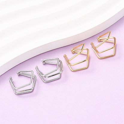 304 серьги-каффы из нержавеющей стали в форме тройного пентагона, ионное покрытие (ip)