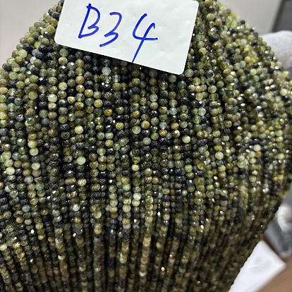 Бусы из натурального зеленого турмалина, граненые, круглые