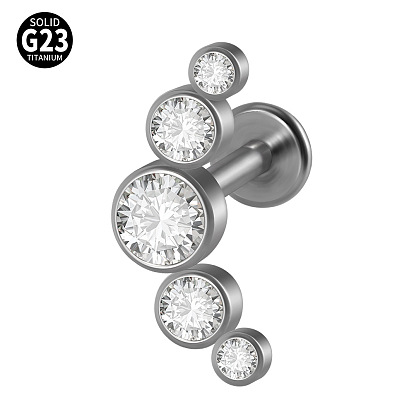 G23 титановые безрезьбовые лабреты, со стразами для женщин, цвет нержавеющей стали