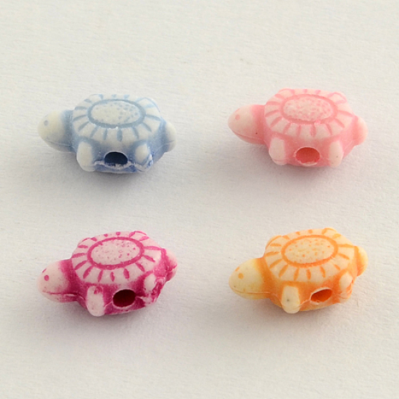 Perles acryliques de style artisanal, tortue, 10x6x4mm, trou: 2 mm, environ 3800 pcs / 500 g.