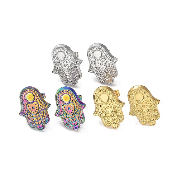 304 Результаты серьги из нержавеющей стали, настройки плоского круглого лотка, Хамса рука / рука Мириам