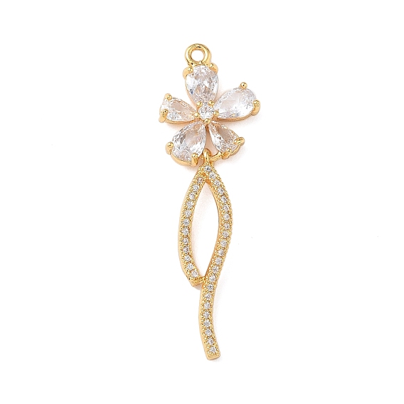 Латунные микро проложить кубического циркония подвески, цветок, без никеля 
