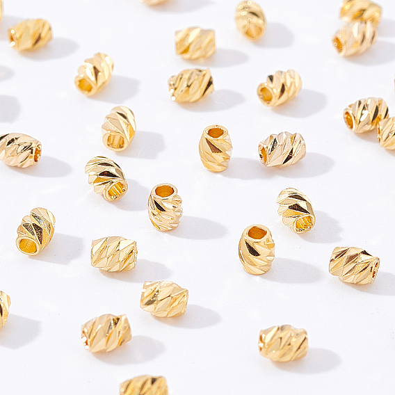 Brass Spacer Beads, Fancy Cut, Barrel