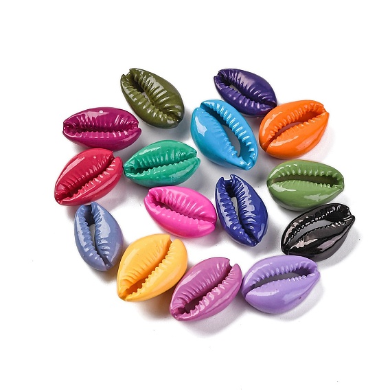 Бусины из ракушек каури, окрашенные в духовке, нет отверстий / незавершенного