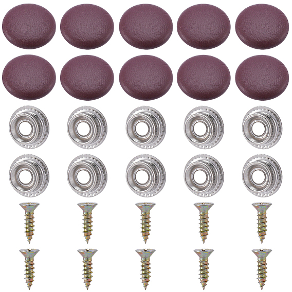 20Ensemble de fixations de boucle en cuir pour toit de voiture, avec les accessoires en fer, plat rond