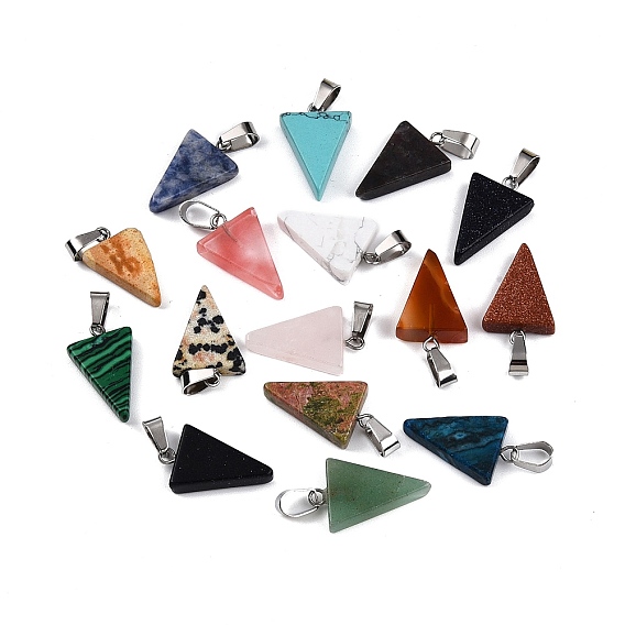 Смешанные подвески камень, треугольник прелести, смешанные окрашенные и неокрашенные, с 201 защелкой из нержавеющей стали на поручнях, цвет нержавеющей стали