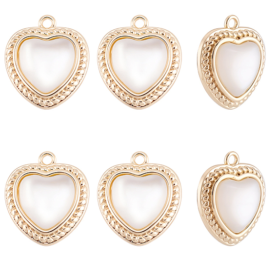 8шт. подвески в форме сердца из натуральной ракушки, с латунной фурнитурой , реальный 18 k позолоченный, без никеля 