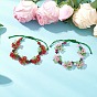 2шт. браслеты из акрила и бусин Миюки с цветами, натурального сердолика и желтого нефрита, регулируемые плетеные браслеты из нейлонового шнура для женщин