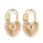 Brass Screw Carabiner Lock Charms, for Necklaces Making, Long-Lasting Plated, Heart Lock