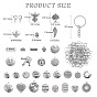 DIY Motivation Word Charm Keychain Making Kit, Including Iron Key Rings, Tibetan Style Alloy Heart & Flat Round & Oval & Wing & Angel & Gesture Pendants