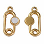 304 Stainless Steel Pendants, with White Shell, Oval