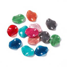 Crackle Opaque Acrylic Beads, Imitation Turquoise, Wave Oval