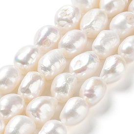 Natural Cultured Freshwater Pearl Beads Strands, Two Side Polished, Grade 5A