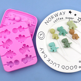 Dinosaur Shape DIY Silicone Molds, Lollipop Molds, Resin Casting Molds, for Chocolate, Candy, UV Resin & Epoxy Resin Craft Making