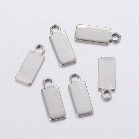 304 Stainless Steel Pendants, Rectangle, Charms