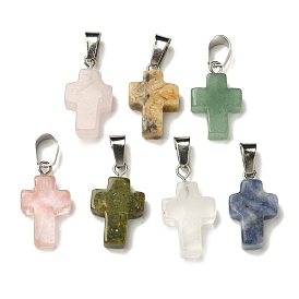 Драгоценный камень подвески, из нержавеющей стали с цветным покрытием 201 защелки из нержавеющей стали на дужках, крестик