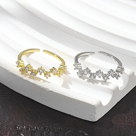 Кольца-манжеты из прозрачного кубического циркония, украшения из латуни для женщин, долговечный, стойки покрытие, без свинца и без кадмия