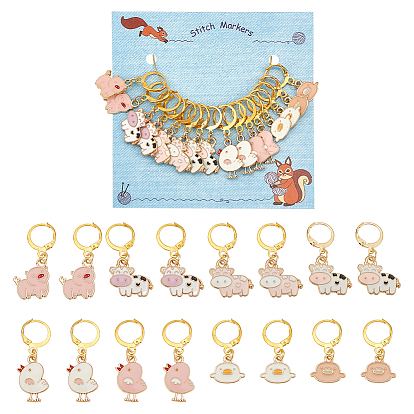 Маркеры для подвесок с эмалью из сплава животных, подвески крючком, маркер с замком и кольцом с подвеской в виде винного бокала, свинья/цыпленок/утка/корова