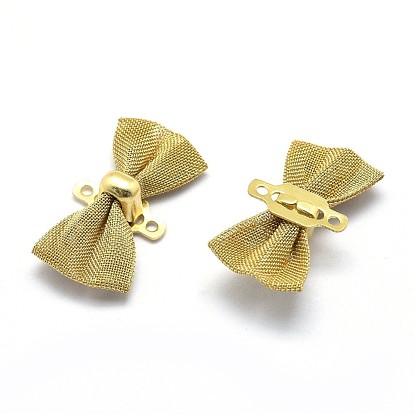 Eco-Friendly Brass Links, Lead Free & Cadmium Free & Nickel Free, Bowknot, Real 18K Gold Plated