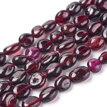 Natural Garnet Beads Strands, Tumbled Stone, Nuggets