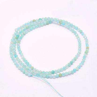 Natural Amazonite Beads Strands, Grade A, Faceted, Round