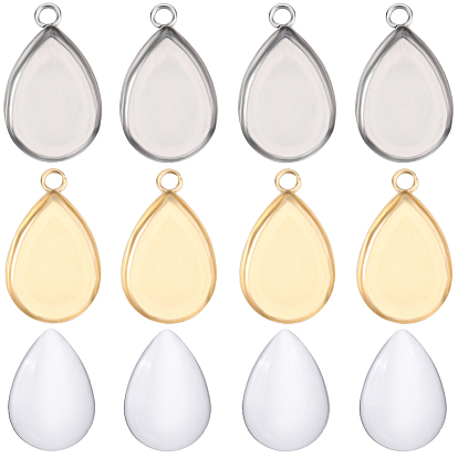 Набор для изготовления заготовок подвески своими руками, включая каплю 304 настройки подвески из нержавеющей стали, Кабошоны из стекла