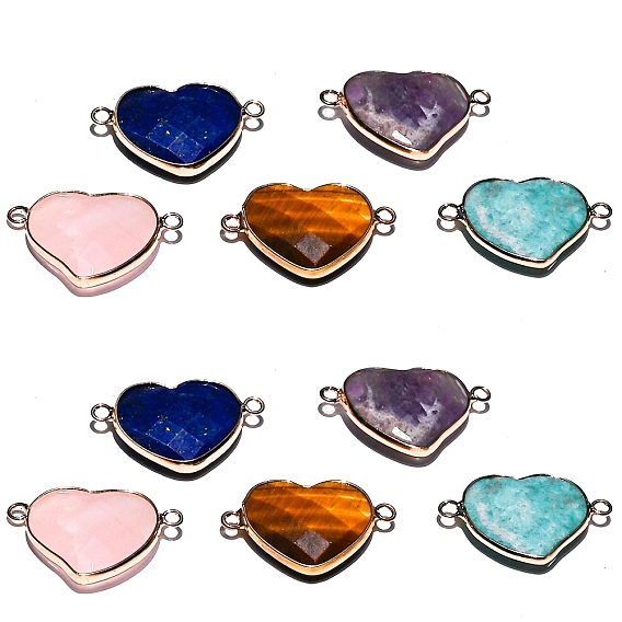 Подвески-шармы в форме сердца из натурального драгоценного камня, золотые