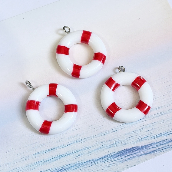 Непрозрачные подвески смолы, кольцо для плавания, с железной платиной петлей