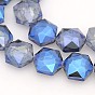 Hexagon Electroplate Full Rainbow Plated Glass Beads Strands, Faceted, 15x14x8mm, Hole: 1mm, about 40pcs/strand, 23.6 inch