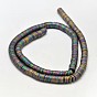 Electroplate Non-magnetic Synthetic Hematite Beads Strands, Heishi Beads, Disc/Flat Round, Frosted, 6x1mm, Hole: 1mm, about 410pcs/strand, 16 inch