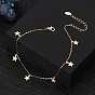 925 Sterling Silver Cable Chain Anklets with Star Charms for Women, with S925 Stamp