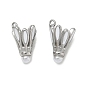 304 Stainless Steel with White Enamel Charms, Badminton Charms