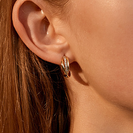 Boho Chic Cross Weave Ear Cuff with Zirconia Stones - Unique Design Earrings