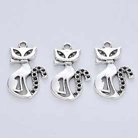 Tibetan Style Alloy Pendant Rhinestone Settings, Cadmium Free & Nickel Free & Lead Free, Fox