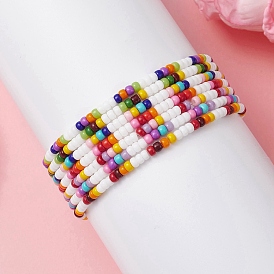 7шт. стеклянные бусины эластичные браслеты для женщин, круглые