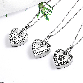 Heart with Word Shape Stainless Steel Pendant Necklaces with Cable Chains