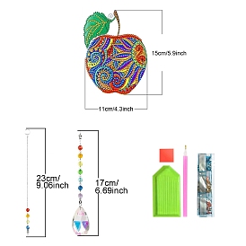 Apple DIY Diamond Painting Pendant Decoration Kits, Including Resin Rhinestones, Pen, Tray & Glue Clay