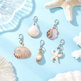 5 шт 5 стили акриловая ракушка морская звезда раковина подвеска украшение, застежки из сплава подвески для украшений сумок
