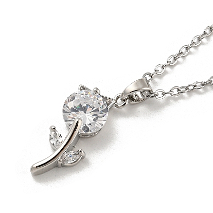Colgante de cristal de flores, collares de cadena de latón